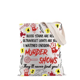 JXGZSO Tv Show Inspired Gift Blood Stains Are Red Shopping Bag Murder Tv Show True Crime Tote Bag Tv Show Merchandise (Stains Are Red Tote CA)