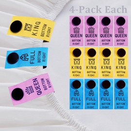 SheetSnaps 12-Pack Color-Coded Bed Sheet Labels – Snap-On Tags for Queen, King & Full Sizes, Machine Washable Sheet Organizer for Effortless Bed-Making