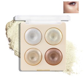 Paleta De Iluminador De 4 Colores, Paleta De Maquillaje Mate Para La Cara, Iluminadores De Maquillaje Iluminador Saigu Fcil De Extender,Highlighter...