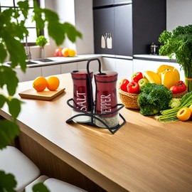 Pack of 2 Salt and Pepper Shaker Salt and Pepper Pots Salt and Pepper Set Salt Shaker Salt Pot Kitchen Accessories (Red)