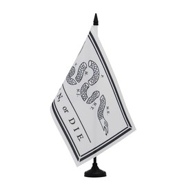AZ FLAG - Join or Die Franklin Table Flag 21 x 14 cm - Small Flag for Slip-in or Desk 100% Polyester with 25 cm Flag Pole and Black Plastic Base