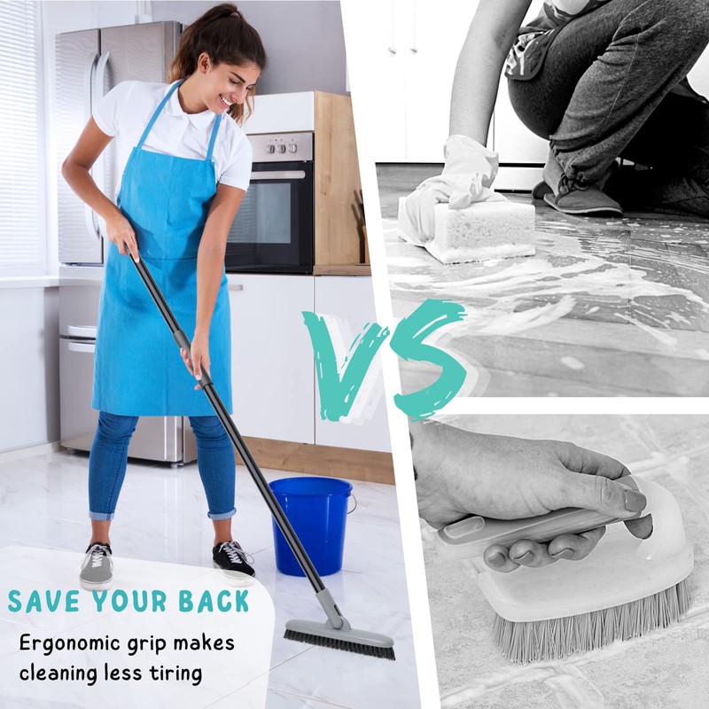 Grout Brush with Long Handle, 49'' Tile Cleaner Tool for