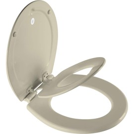 Mayfair NextStep2 Toilet Seat with Built-In Toddler Potty Training Seat, Slow Close, Easy Clean, Magnetic Removable Kids Seat, ROUND, Bone