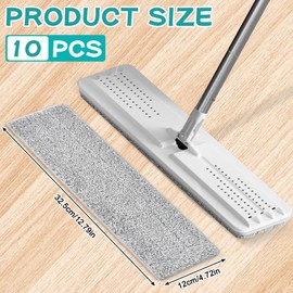 Huucozn Pack of 10 Mop Cover Replacement Cover Mop Pads Mop Microfibre Cleaning Pads Mop Cloths Floor Mop Pads 32.5 cm x 12 cm Mop Covers Replacement Cover for All Floors Machine Washable