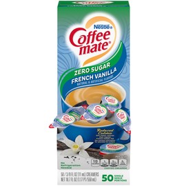 Nestle Coffee mate Coffee Creamer, Sugar Free French Vanilla, Liquid Creamer Singles, Non Dairy, No Refrigeration, Box of 50 Singles