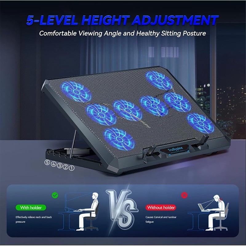 Laptop Cooling pad for Dell Precision 5540,with 8 Fan, Adjustable