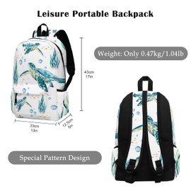 Cute Sea turtle Backpack for Sea turtle Lovers, 17 Inch Sea turtle Laptop Backpack for Women Men, Large Sea turtle Bags for Travel Hiking Camping Day Pack