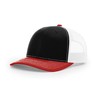 Richardson Unisex 112 Trucker Adjustable Snapback Baseball Cap, Tri Black/White/Red,