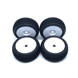 KingVal 4PCS Replacement Durable RC Tyre Wheel ø112x46mm Hex Joint 17mm Compatible with 1/8 Off-Road Car Buggy Redcat Team Losi VRX HPI Kyosho HSP Carson Hobao RC Car (White)