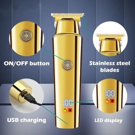 Hair Clippers for Men, Professional Hair Trimmer For Men Gold Hair Clipper Rechargeable Hair Cutting Machine Electric Beard Trimmer
