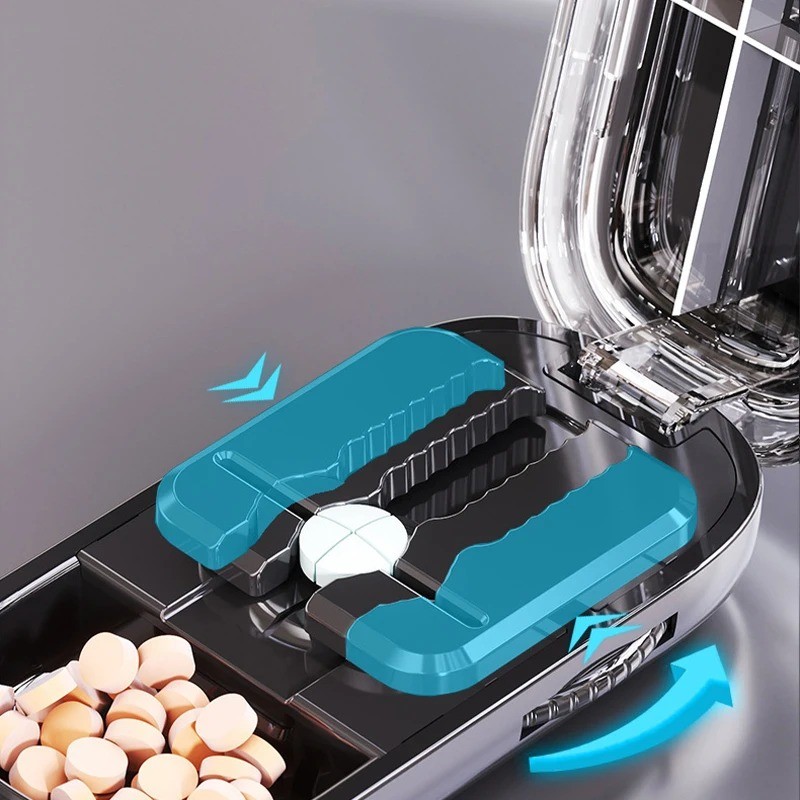Portable Pill Cutter and Organizer for Travel – 1/2, 1/3,