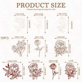 LELE LIFE 60 Pack Decoupage Paper, 6 Themes DIY Vintage Lace Paper for Crafts, Hollow Out Flower Papers for Scrapbooking Card Making Junk Bullet Journaling Supplies