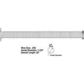 Prime-Line GD 12229 Left Hand Wind Garage Door Torsion Spring – Replace Broken Garage Door Springs - .243” x 1-3/4” x 32”, Red, Left Hand Wind (Single Pack)