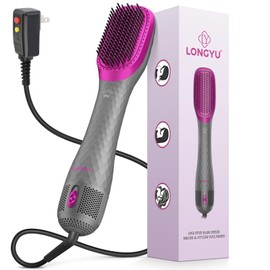 Longyu 3 in 1 Hair Blow Dryer Brush 1200W Negative Ionic Hot Air Brush with Ceramic & Tourmaline Technology One Step Hair Dryer and Styler for Straightening Drying Smoothing (Gray)
