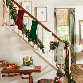 18 Inches Burgundy, Ivory,Green Khaki Knit Christmas Stockings Bulk Double Side Vintage Family Xmas Stockings for Fireplace and Home Decor,8 Pack