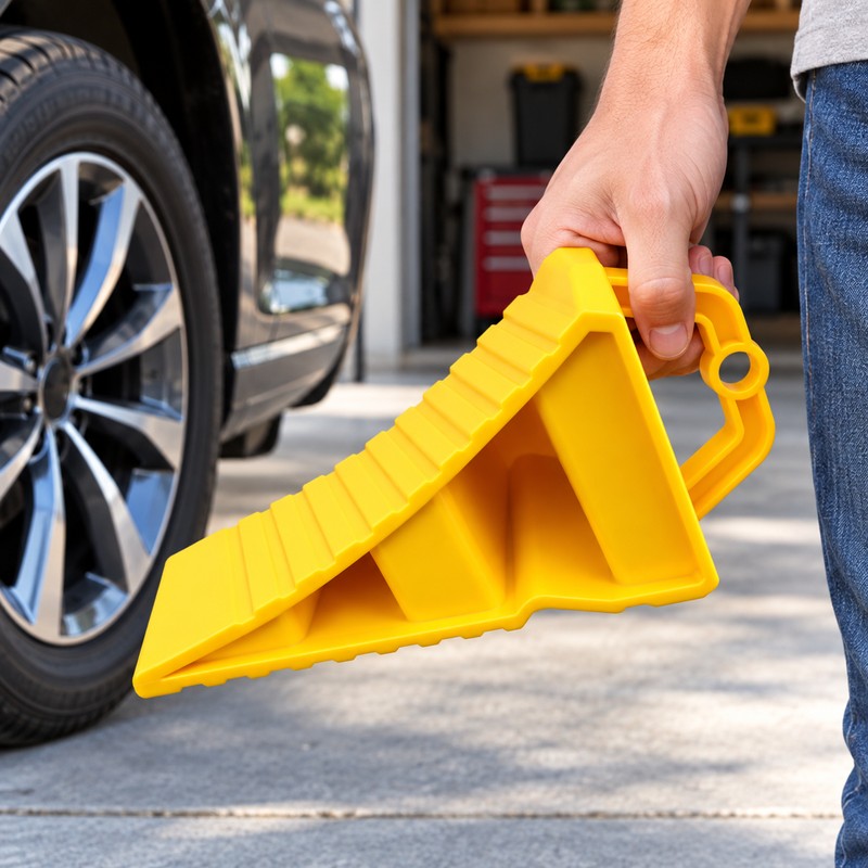 Wheel Chock for Vehicle Parking – Portable ABS Tire Stop