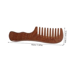 FRCOLOR 2pcs Wooden Wide Tooth Comb with Ergonomic Handle for Curly Hair Detangling Natural Grain Pattern Styling Accessory for Salon Home Travel Use