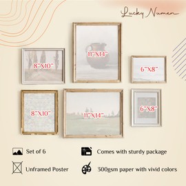 Vintage Farmhouse Wall Decor - Landscape Wall Art, Still Life Vintage Painting, French Decor Gallery Wall Art, Moody Decor French Botanical Art Prints, French Country Wall Art Set 6(UNFRAMED)