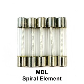 Bussmann 5 Pack of Littlefuse MDL-8/10 0.80A 250V Time Delay (Slow Blow) Glass Body Fuses