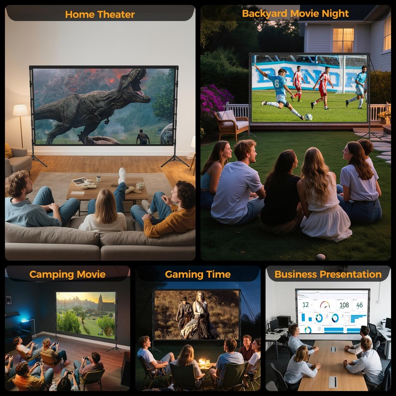 Outdoor Projector Screen with Stand: VOOPVOR 120 inch Portable Projector