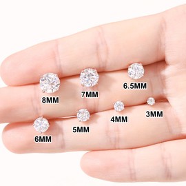 Moissanite Stud Earrings Screw Back 0.6CT 4MM*2 18K Rose Gold Plated S925 Sterling Silver Round Cut D Color VVS1 Clarity Lab Created Moissanite Diamond Hypoallergenic Earrings for Women Men