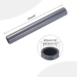 sourcing map 1 Inch PVC Rigid Tube Round Pipe Tubing Hardware Tubing 25.6mm ID 32mm OD 9" Length Light Grey High Impact for Water Pipe, Crafts, Cable Sleeve