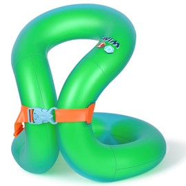 Hyfoo Swim Vest Floaties for Kids,Inflatable Pool Floats Swimming Ring for Children 50-88Lbs with Adjustable Safety Buckle,Double Air Bag,Learn to Swim Trainer,Green Upgraded