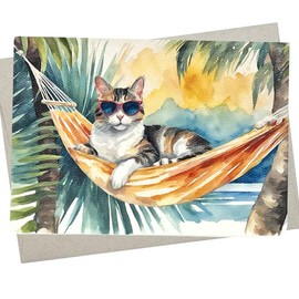 Whitman and Daughter Cat Birthday Card, Relaxing Cat Retirement Card (1 Premium Card, 5X7 Inch) blank for all occasions like thinking of you, graduation - 1137