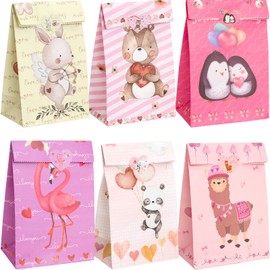 ceiba tree Valentines Treat Bags for Kids 24 Pcs Goodie Goody Candy Cookie Snacks Bakery Packing Paper Heart Gift Bags Party Favors Supplies Classroom Exchange Prizes Valentine’s Day