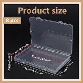 BENECREAT 8Pcs Cards Storage Box, PP Photo Organize Case with Buckle, Picture Storage Container for Scrapbookings, Documents, Magazines, 17.5x12.2x1.7cm