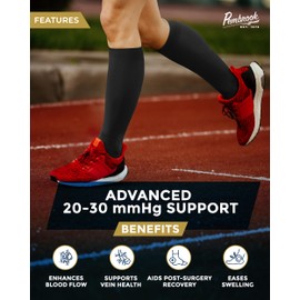 Pembrook Plus Size Compression Socks Wide Calf - 3 Pairs - Men's Compression Socks | Medical Black Compression Socks for Women