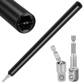 Haiabei 9/16"(12 Inch) Power Nut Driver Nut Runner Hollow Socket with 360° Rotatable 1/4" Hex Shank Fit Long Bolts and Ductwork Power Nut Driver for Overhead Fastening Applications Operations(12mm)