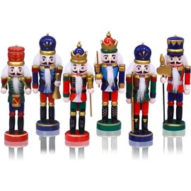 Tucorresi Cascanueces de Madera - Juego de DecoracióN de Cascanueces de 6 Piezas Adornos NavideñOs, Marionetas Colgantes de Madera DecoracióN AñO Nuevo DecoracióN De Regalo de Navidad(Colorido)
