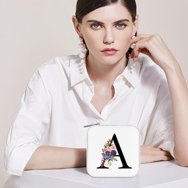 Parima Small Jewelry Box for Girls, Travel Initial Jewelry Box for Girls | Small Jewelry Organizer Box | Travel Jewelry Case Jewelry Box Jewelry Organizer | Mini Travel Jewelry Box-Initial E