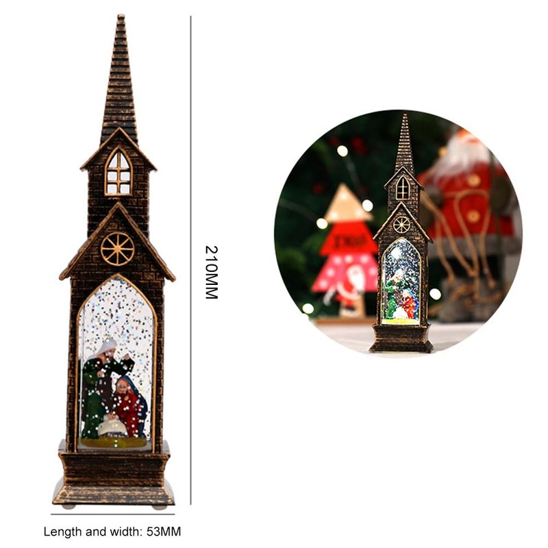 Christmas Church Wind Lantern Light Decorative Christmas Lamp Ornament for