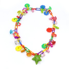 2 Pack Bird Necklace Toy Rainbow Necklace Bird Toy Bird Chewing Toy Cage Links Bird Swing & Climbing Chain for Smaller-Sized Birds