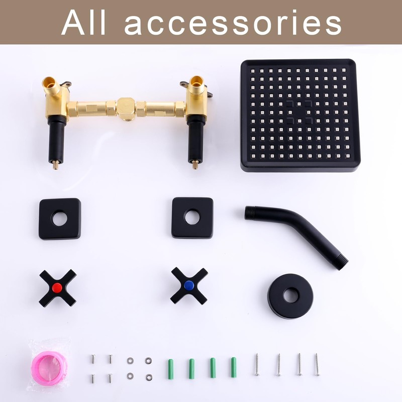 GUOYINDONG 2 Handle Shower Faucet Set, Matte Black Shower Faucet