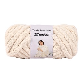 Chenille Chunky Yarn Arm Knitting Thick Bulky DIY for Knit Blanket Cushion Bed Sofa Home Decor (Beige, 250g/0.55 lb, 24 yards)