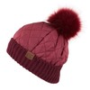 C.C Exclusives Ribbed Knit Padded Pom Beanie Hat (HAT-1739) (Burgundy)