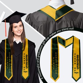 XINWBB First Generation Graduation Stole 2025, First Gen Graduation Sash for High School College Graduates (Green&Gold)