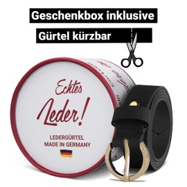 Cartvelli Women's Leather Belt 2.5 cm Narrow with Gift Box - Made in Germany - Clasp Gold, black