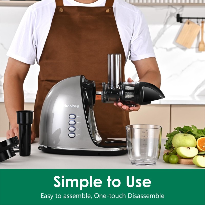 Slow Masticating Juicer,Brecious Cold Press Juicers with 2 Speed Modes