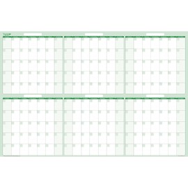 Dry and Wet 180-Day Erasable Wall Calendars with Marker and Eraser. Best in it's Class. Non-ghosting / Staining. (24 x 38, Earth Green)
