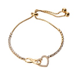 LuckyLy Pulseras Mujer con Dije de Corazón e Infinito, Brazalete de Acero Inoxidable con Baño de Oro 18k y Zirconia Cúbica – Regalos para Mujer Navidad y Regalos para Novia San Valentín, Modelo Nia