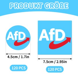 Alethron AFD Aufkleber, 240 Stück AFD Sticker, Rund 4.5cm AFD Logo ＆ Quadrat 7.5cm AFD Logo Neuwahlen AFD Fahne Gute Viskosität AFD Fanartikel für Auto Laptop Fenster Motorrad