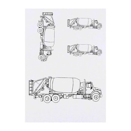 4 x 'Construction Cement Truck' Temporary Tattoos - Water Resistant, Skin-Safe, Non-Toxic Transfers, Mixed Sizes (TO00074778)