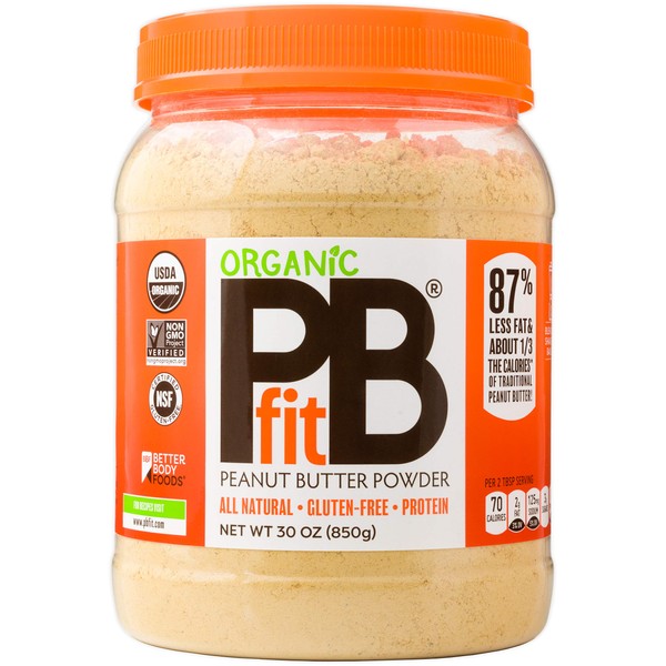 PBfit All-Natural Organic Peanut Butter Powder, 30 Ounce, Peanut Butter
