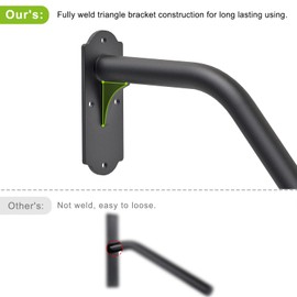 SELEWARE Fully Welded Handrail Iron Handrail for Outdoor Steps Garage Railing Safety Grab Bar for Elderly 24'' Length 1.3'' Dia