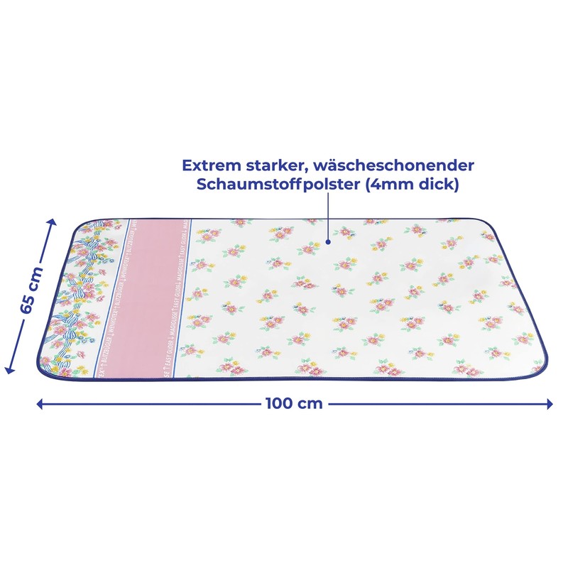 Wenko 1273070500 'Flowerage' Ironing Cover with Blitzbügler® Zone and 4