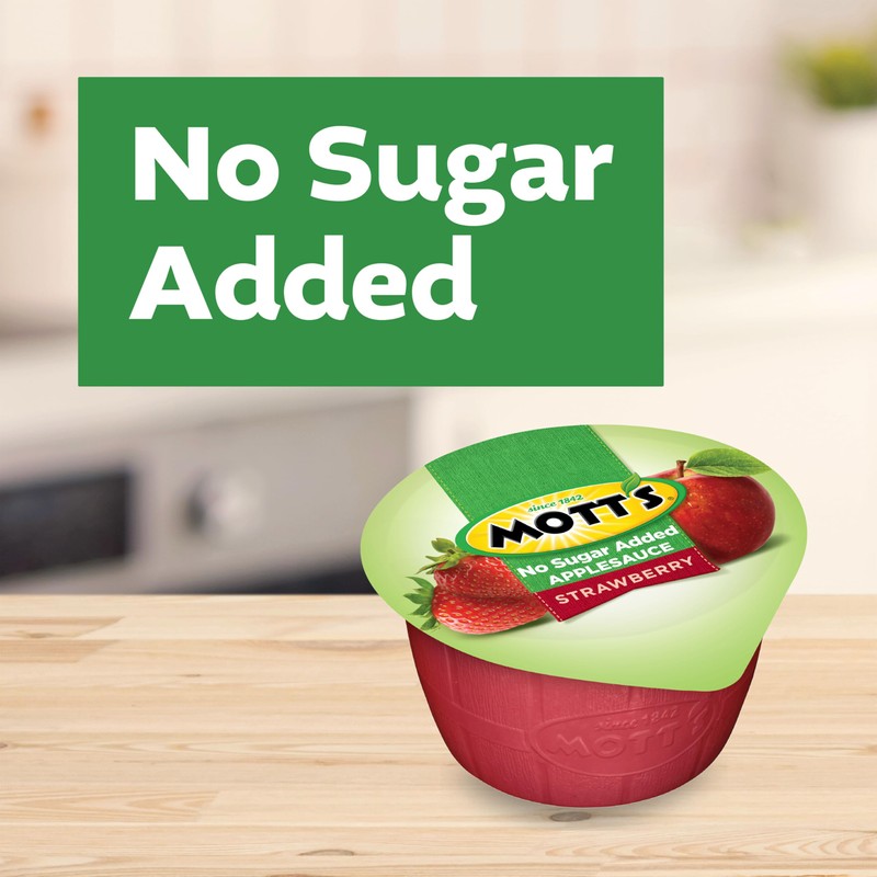 Mott's No Sugar Added Strawberry Applesauce, 3.9 Oz Cups, 72